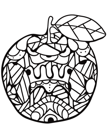 Zentangle Apple Coloring Page